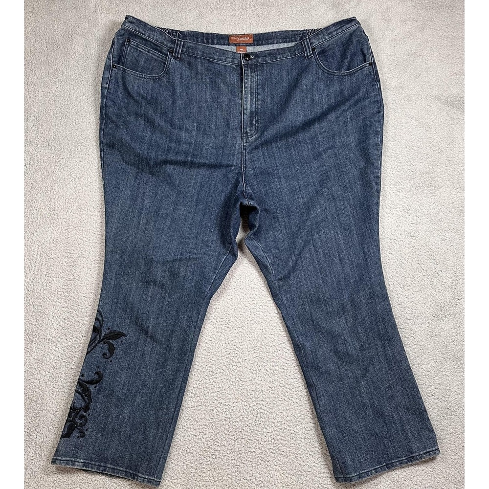 Liz & Me Signature Jeans Womens 28W Blue Denim Embroidered‎ Stretch Pants Casual
